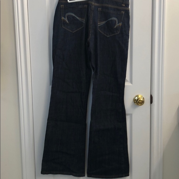 Liquid dark blue wide leg flared Jeans Sz 9/10 - Picture 6 of 7